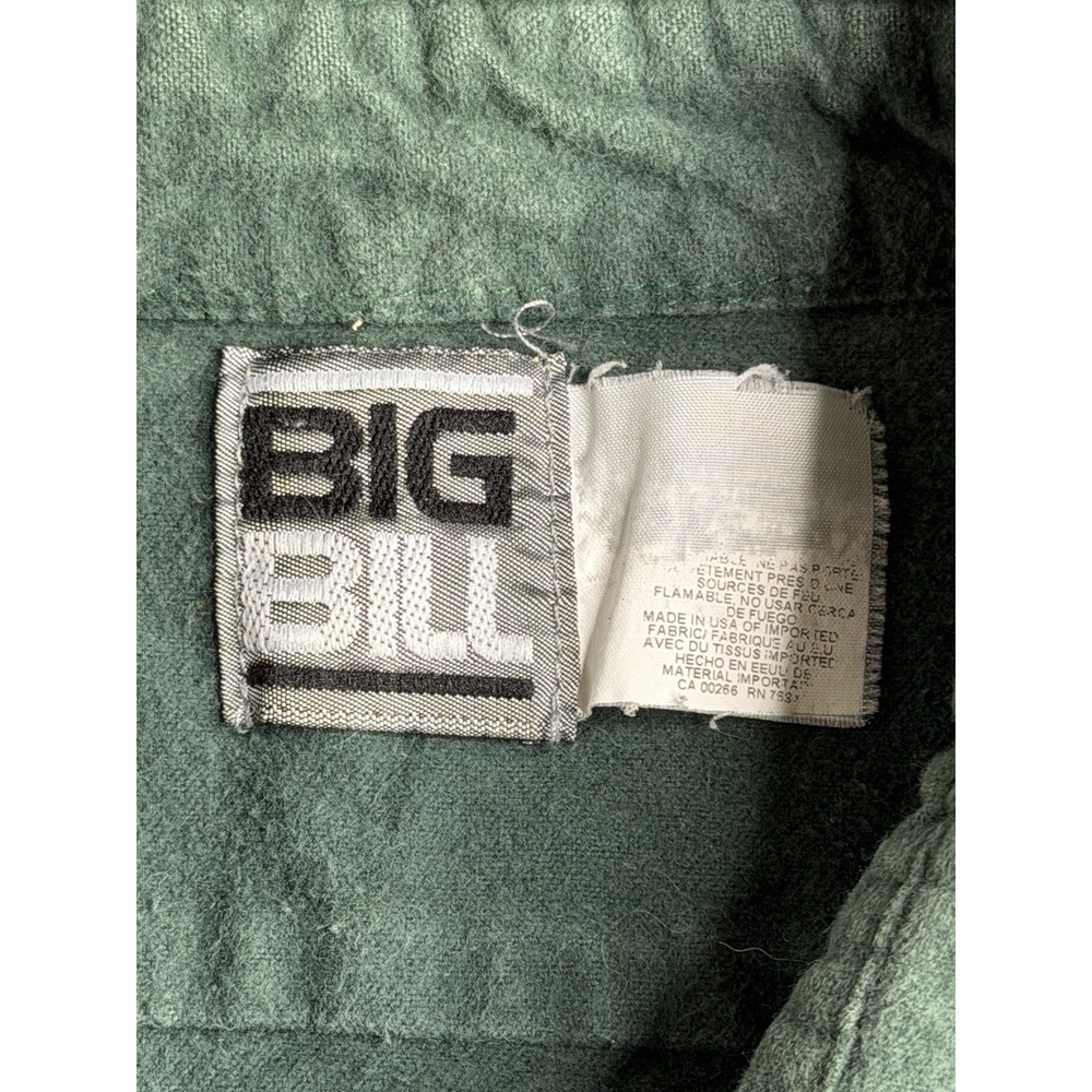 Big Bill Size Long Sleeve Button Down Shirt Green Made In USA Mens Workwear L - Picture 6 of 7
